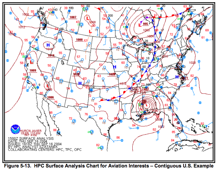 Aviation Weather Surface Analysis Chart