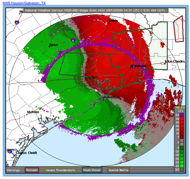Doppler Radar Image of Hurricane Ike